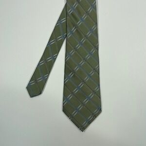 Jones New York Green Plaid Silk Necktie Mens One Size
